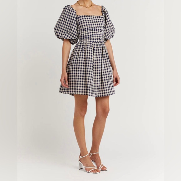 ARLO INK CHECK PUFF SLEEVE DRESS - Picture 5 of 7